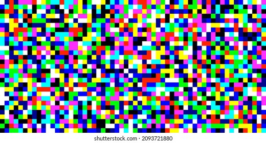 Analog VHS error. Noise effect seamless pattern. Pixel Noise TV. Bright color display screen wallpaper. Glitch texture. No signal. Abstract backdrop. Vector illustration