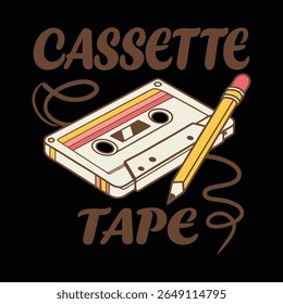 Vibes analógicas somente fita cassete retrô Lápis engraçada Nostálgico T-Shirt Design
