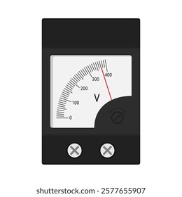 Analog voltmeter for DIN rail mount. Flat style vector illustration isolated on white