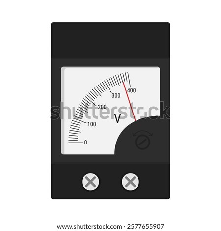 Analog voltmeter for DIN rail mount. Flat style vector illustration isolated on white