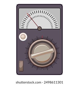 Analog voltmeter measuring voltage with dial, needle, and knob