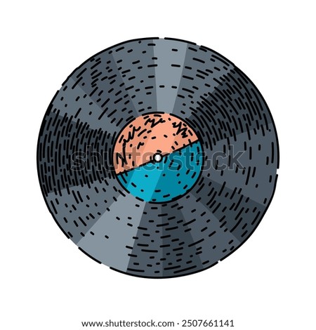 analog vynil record hand drawn. groove LP, album needle, stylus phonograph analog vynil record vector sketch. isolated color illustration