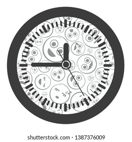 Analog wall clock decorated with cute emoji background.