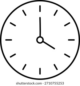 Analógico Wall Clock ícone contorno simples preto e branco tempo