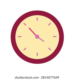 Analog Wall Clock Icon Round Timepiece Design Isolated Vector