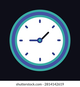 Analog Wall Clock Icon Round Timepiece Design Isolated Vector