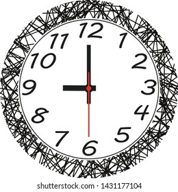 Analog wall clock with modern wire design.