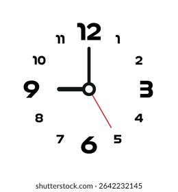 analog wall clock with numbers. wall clock face. analog clock concept for business, education world