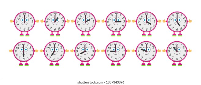 Analog wall clock showing 12 hours each hour.