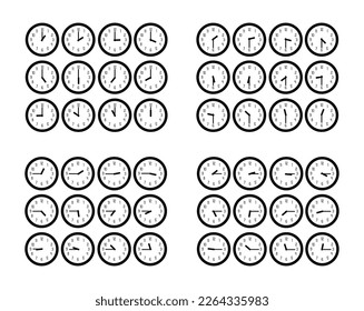 Analog wall clock showing 12 hours each hour.