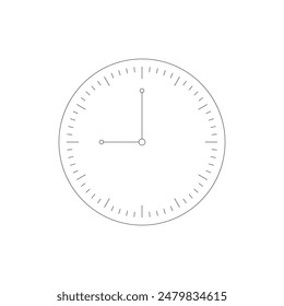 Analog watch concept with very slim lines. elegant analog clock symbol on white background