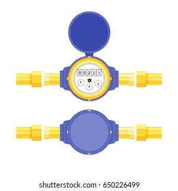 Analog water meter vector icon illustration in flat style. Sanitary equipment
