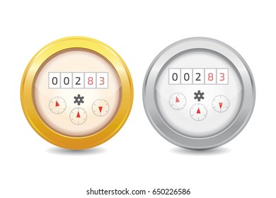 Analog water meter vector icon illustration. Sanitary equipment