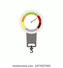 Analog Weight scale. weight scale on isolated on white background. simple kitchen scale. vector illustration. measuring Analog. Hanging Weight machine.