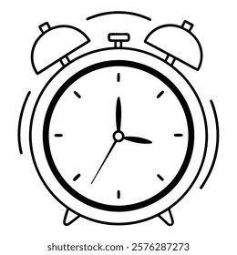 An analogic alarm clock on a white background with copy space