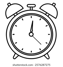 An analogic alarm clock on a white background with copy space