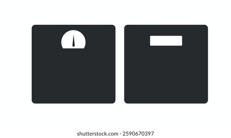 Analogic and Digital scales. Vector isolated black and white editable flat illustrations.