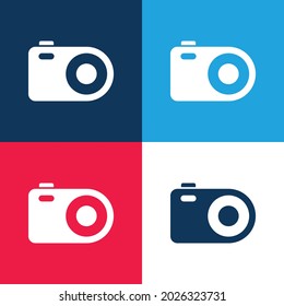 Analogisches Foto-Kamera Blau und Rot vier Farben minimale Icon Set