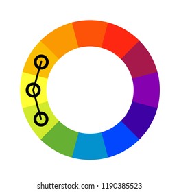 Analogous color scheme wheel. Vector flat outline icon illustration isolated on white background.