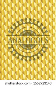 Analogous gold emblem or badge. Scales pattern. Vector Illustration. Detailed.