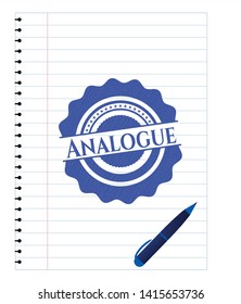 Analogue pen effect. Blue ink. Vector Illustration. Detailed.