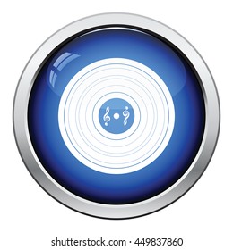 Analogue record icon. Glossy button design. Vector illustration.