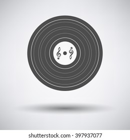 Analogue record icon on gray background with round shadow. Vector illustration.