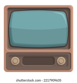 Vector de dibujos animados de iconos de tv de tecnología analógica. Dispositivo de música. Tv de botón