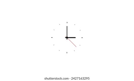 Analogue wall clock vector with hour, minutes, and seconds hands, Analogue clock icon vector illustration