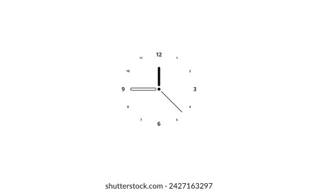Analogue wall clock vector with hour, minutes, and seconds hands, Analogue clock icon vector illustration