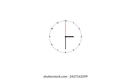 Analogue wall clock vector with hour, minutes, and seconds hands, Analogue clock icon vector illustration