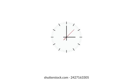 Analogue wall clock vector with hour, minutes, and seconds hands, Analogue clock icon vector illustration