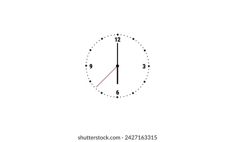 Analogue wall clock vector with hour, minutes, and seconds hands, Analogue clock icon vector illustration