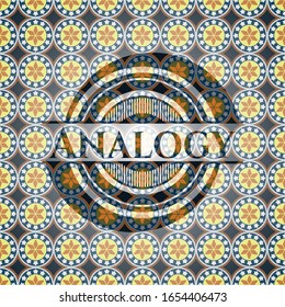 Analogy arabic badge. Arabesque decoration.