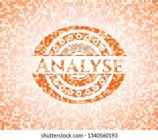 Analyse abstract orange mosaic emblem