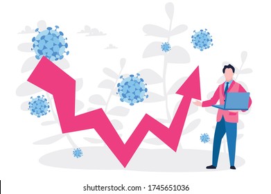 Analyse Economic. Investment In Stock Market, Vector Illustration For Web Banner, Infographics, Mobile. V Shape Recovery After Coronavirus, 