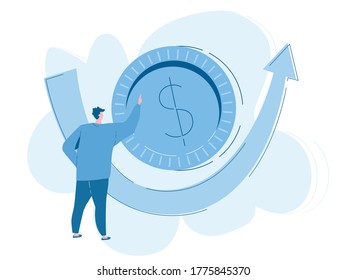 Analyse Economic. Investment In Stock Market, Vector Illustration For Web Banner, Infographics, Mobile. V Shape Recovery