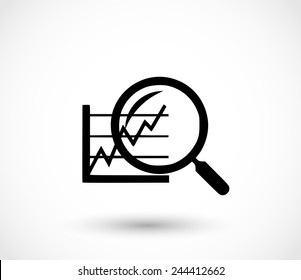 Analyse Icon - Magnifier And Graph Vector