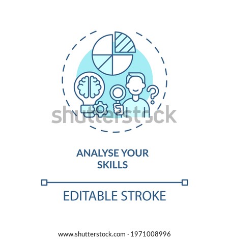 Analyse your skills concept icon. Find your strong sides thin line illustration. Search what works best. Identify preferred activities. Vector isolated outline RGB color drawing. Editable stroke