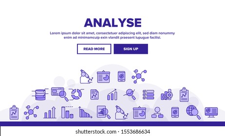 Analysing Data Landing Web Page Header Banner Template Vector. Information Analysis Charts, Diagrams. Statistical Reports, Presentations, Analytical Thinking. Science and Research Illustration