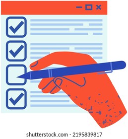 Analizando perfiles de usuarios en redes sociales o mensajeros. La persona trabaja con una lista de cuentas virtuales, selecciona lo deseado. Aplicación para chat o elemento de diseño de contratación. Administrador buscando candidatos
