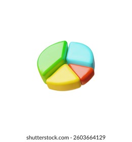 Analysis 3d concept. Round diagram three-dimensional vector icon. Chart and pie graphs. Planning and visualization of marketing statistics. Financial services, business and investment management