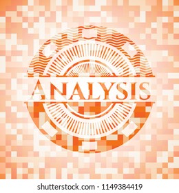 Analysis abstract emblem, orange mosaic background