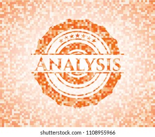  Analysis abstract orange mosaic emblem with background