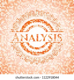 Analysis abstract orange mosaic emblem with background