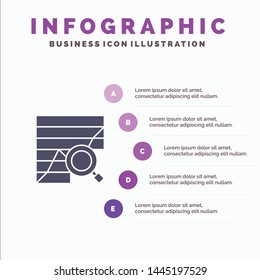 Analysis, Analytic, Analytics, Chart, Data, Graph Solid Icon Infographics 5 Steps Presentation Background