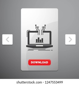 Analysis, analytical, management, online, platform Glyph Icon in Carousal Pagination Slider Design & Red Download Button