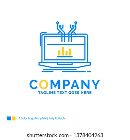 Analysis, analytical, management, online, platform Blue Yellow Business Logo template. Creative Design Template Place for Tagline.