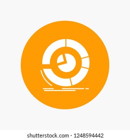 Analysis, analytics, business, diagram, pie chart White Glyph Icon in Circle. Vector Button illustration