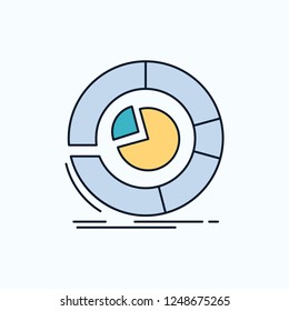 Analysis, analytics, business, diagram, pie chart Flat Icon. green and Yellow sign and symbols for website and Mobile appliation. vector illustration